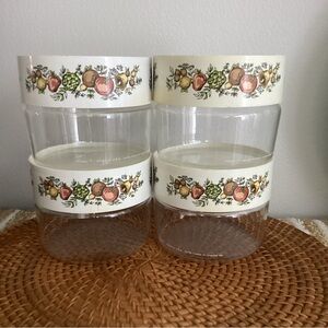 Vintage 1970s PYREX glass storage containers Set (4) Spice of Life 24 oz